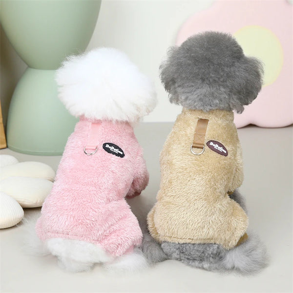 Fleece Pet Jumpsuit with Pull Ring